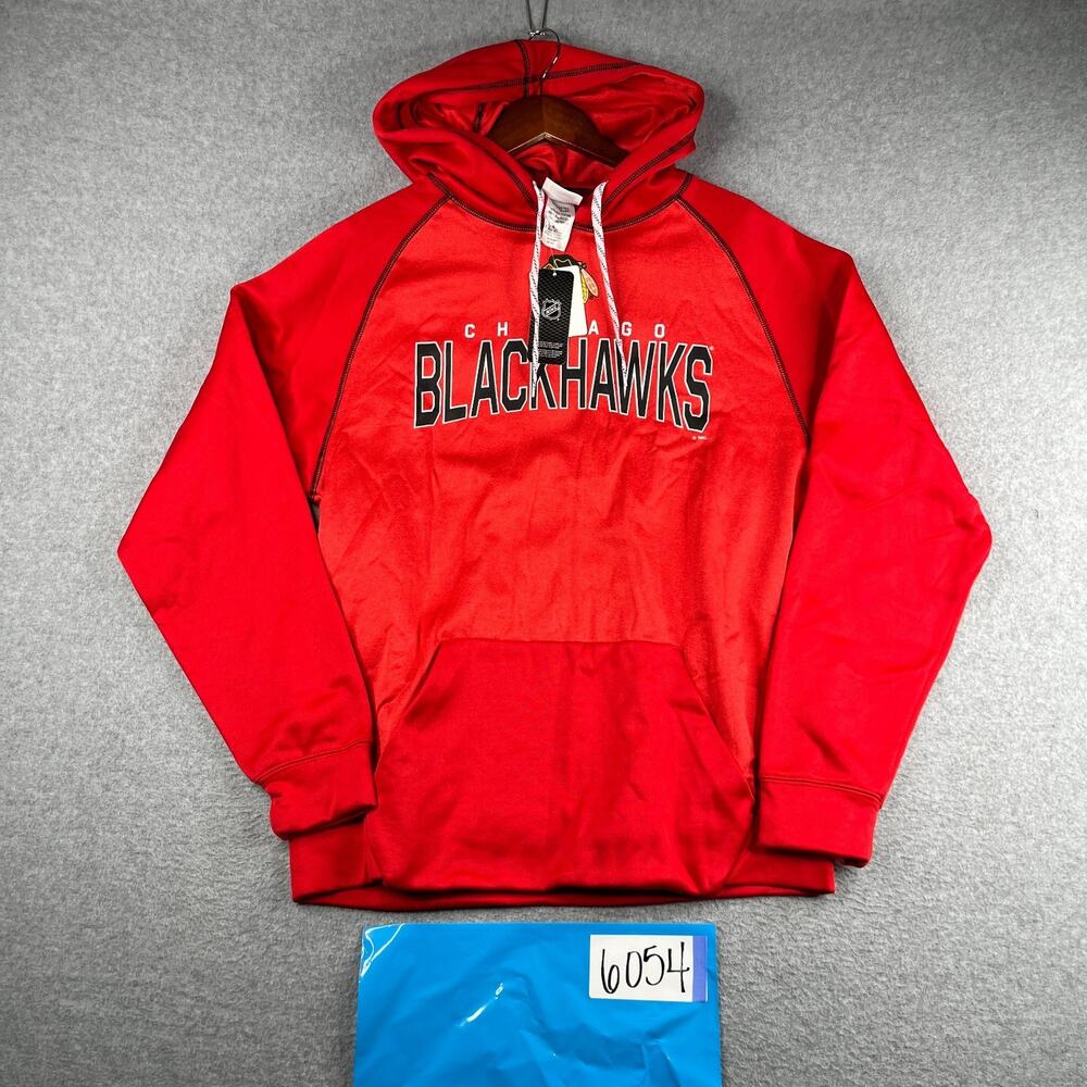 Chicago Blackhawks Hoodie Sweatshirt Medium Red Graphic Print Logo Mens New NWT